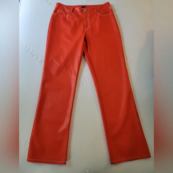 Staud Cherry Red size 10 faux leather pants - Picture 3 of 7